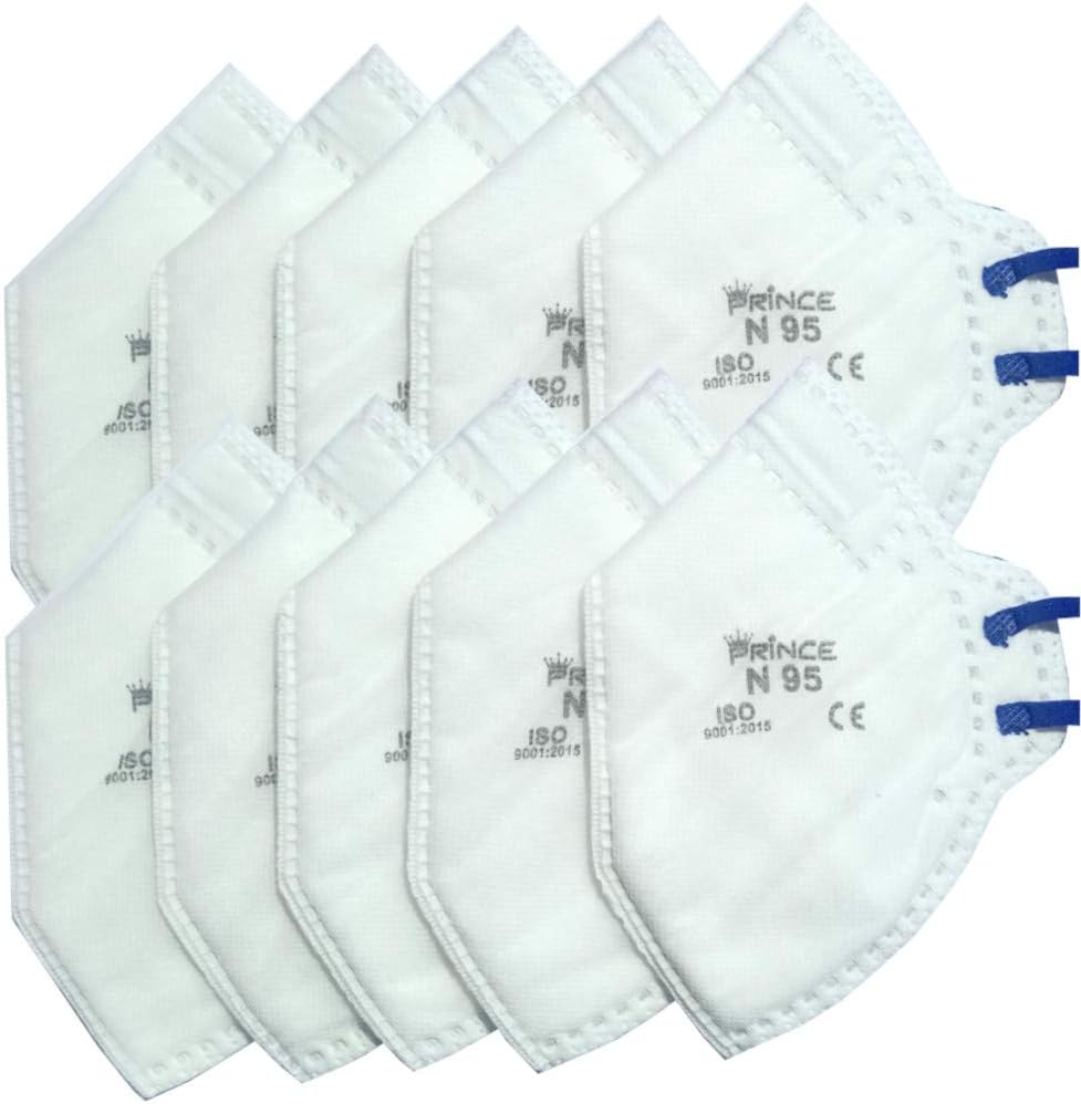 Prince Head Loop N95 (pack of 10) ISO CE certified anti virus dust and splash protection face mask respirator with head loops and nose bridge