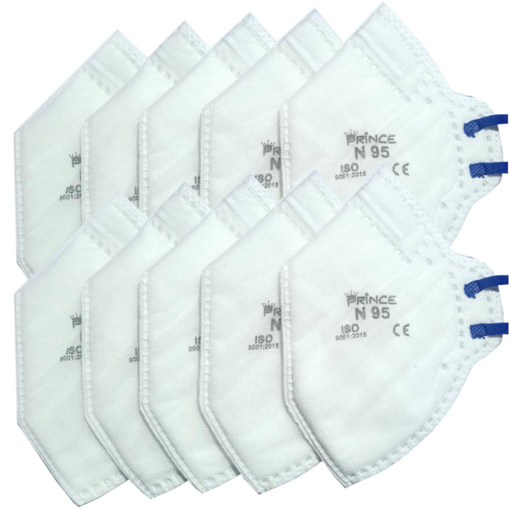Prince Head Loop N95 (pack of 10) ISO CE certified anti virus dust and splash protection face mask respirator with head loops and nose bridge