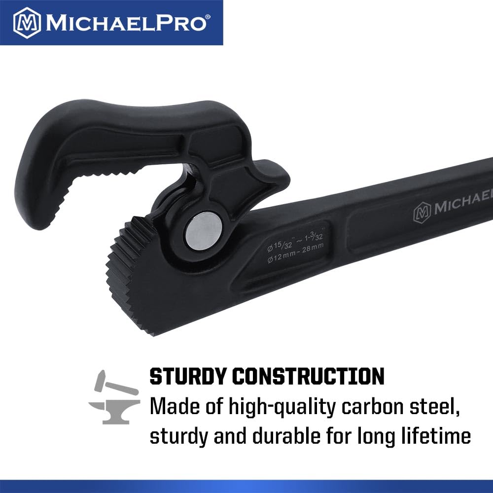 MichaelPro Llave ajustable, llave de tubo autoajustable, llave multifunción de 8 pulgadas, llave de fontanería ajustable, llave de ajuste con cabeza giratoria, diámetro de sujeción de hasta 1 3/32