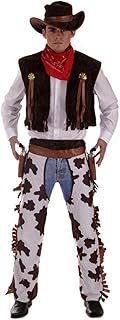 Fancy Me 4 Stück Herren Wild West Cowboy Sheriff Kostüm Kleid Outfit STD & XL - Braun, X-Large