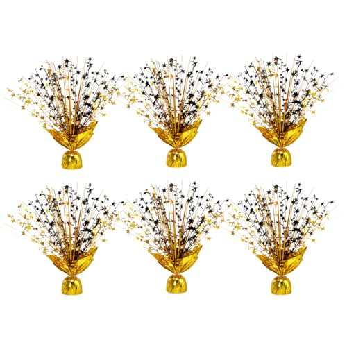 6 Pack Metallic Foil Spray Centerpiece Stars for Wedding Birthday Anniversary Christmas Table Decor Holiday Festival Baby Shower Graduation Mantle Party Decorations (Gold&Black)