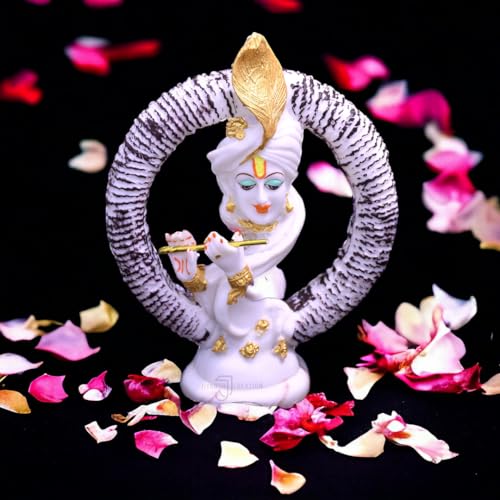 Image of Polyresin Cute Lord Krishna Idol Home Decorative Showpiece Statue Beautiful Krishna Idol for Housewarming (22 CM)