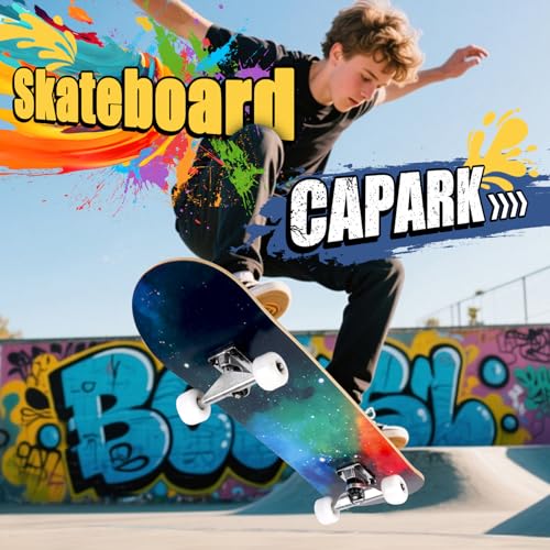 Image of Skateboards for Beginners Adults Youths Teens Kids Girls Boys 31 Inch Pro Complete Skate Boards 7 Layer Canadian Maple Double Kick Concave Longboards