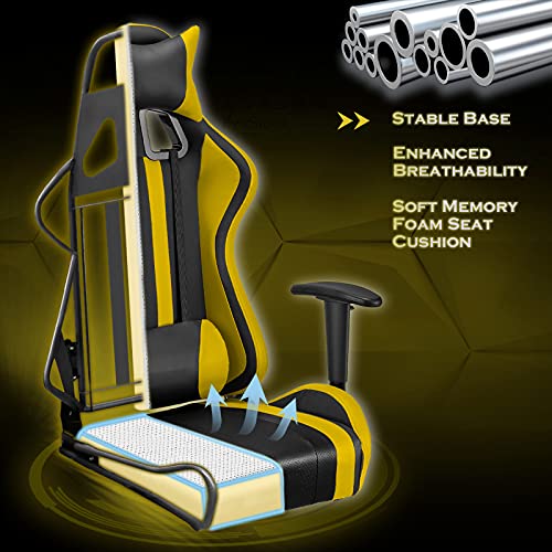 Soontrans-Silla-Gamer-Ergonomica-Silla-Gaming-con-Reposapies-Reposacabeza-y-Cojin-Lumbar-Reposabrazos-Ajustable-Mecanismo-de-Inclinacion-Carga-maxima-de-150-kg-Amarillo