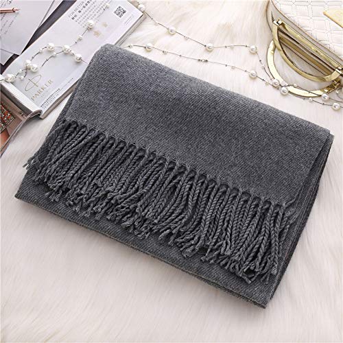 HAOYUN Bufanda de Color sólido imitación Cachemira Borla Femenina Chal de Doble Uso Pareja Nuevo otoño e Invierno Engrosado cálido Babero Hembra Color camarón