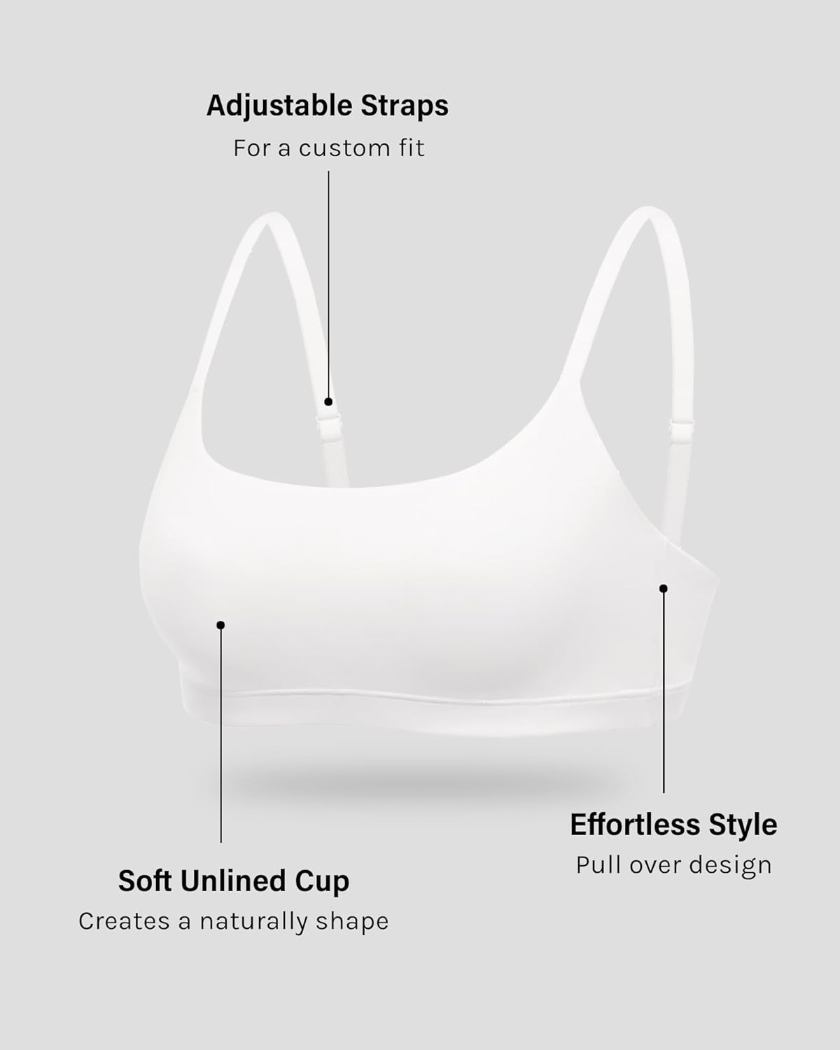 INLYRIC Women's Inbarely Soft Bralettes - Cami Bras No Underwire Seamless Unlined Comfort Bralette