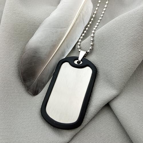 Generisch Dog Tag Personalisiert – Erkennungsmarke Edelstahl – Matt Kette Mit Namen – Gravur – Personalisierte Kette Herren – Militär Geschenke – 2 Mm Dick – Gravur – Set Mit Clip Und Gummi-Silencer