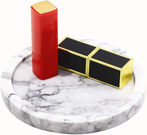 Bandeja decorativa circular de piedra de mármol para mostrador, tocador, mesita de noche o escritorio, diámetro de 5-12 pulgadas