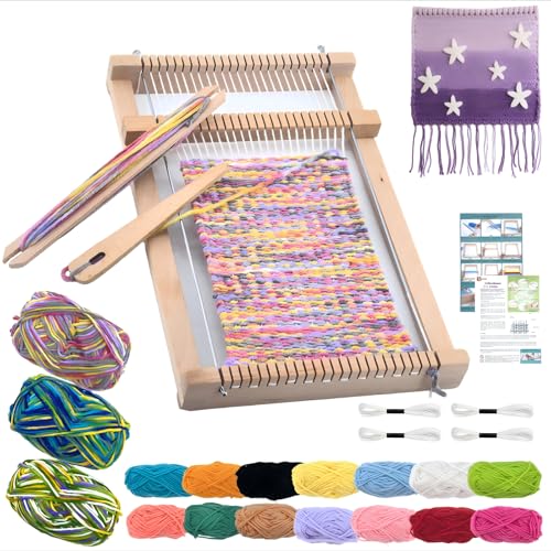 MKLG DIY Holz Webrahmen Kinder Set, Webrahmen für Kinder ab 4 6 8 12 Jahre,...