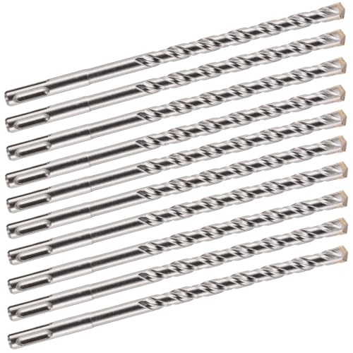 10 Pack Of - 10mm x 210mm Long SDS Plus Hammer Drill Bits, Professional Tungsten Carbide Tipped Masonry Drill Bit For Brick, Concrete, Stone, Granite. 10mm SDS Drill Bit