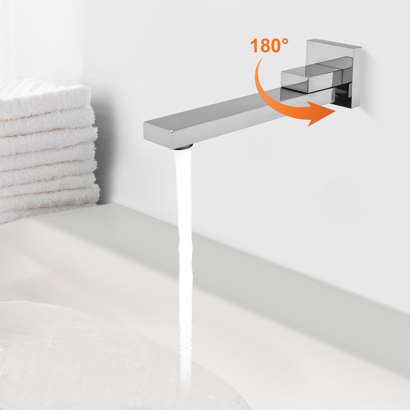 Boccetta per vasca da bagno da 1/2 pollici, cromato, girevole a 180°, con spruzzatore a nido d'ape, antiruggine, per cucina, bagno, lavanderia, ristorante