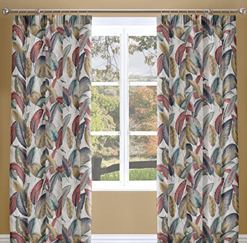 Charlotte Thomas Cortinas y alzapaños de Hojas Antiguas, Color Rojo Oscuro, 168 x 183 cm, polialgodón Peinado Cover