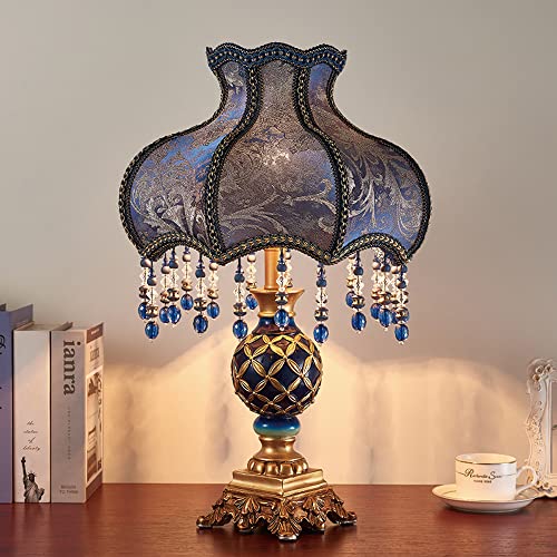 Cristal européen lampadaire de bureau chic et broderie bleue haute couture