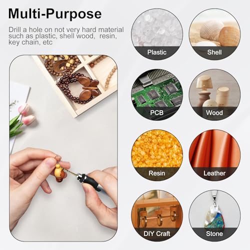 Comius Sharp 3-Gang Elektro Mini Bohrstift, Kabellos USB Wiederaufladbar DIY Handbohrer, mit 10 Spiralbohrer (0.6-2.2mm), Mini Bohrmaschine für Harz Schmuckherstellung Kunststoff Holz Leder