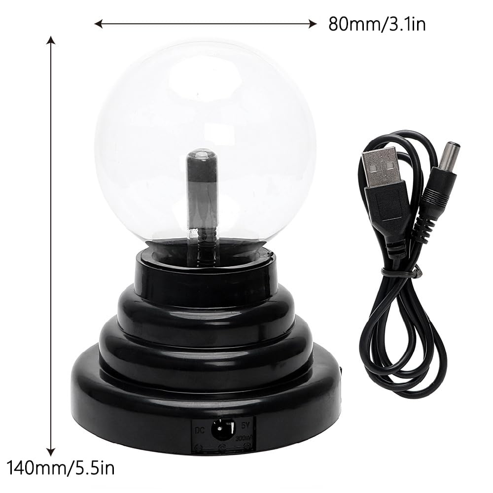 Lancoon Plasma Ball Light Lamp Static Electricity Globe Electric Lightning Ball Touch Sensitive USB Powered Nebula Thunder Lightning Plug-in Plasma Globe Parties Birthday Holiday