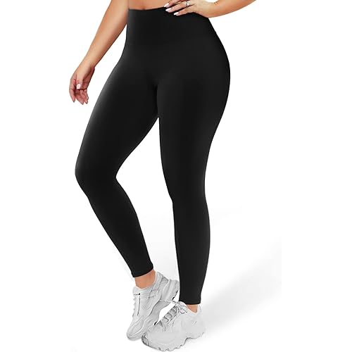 Happy.angel Plus Size High Waisted Leggings for Women, Buttery Soft Black Yoga Workout Leggings 3X 4X