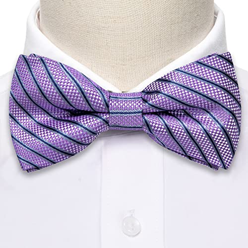 Image of YOHOWA Mens Bow Tie Set Paisley Coloful Pre-tied Bowties Adjustable with Handkerchief Cufflinks Wedding Prom Party