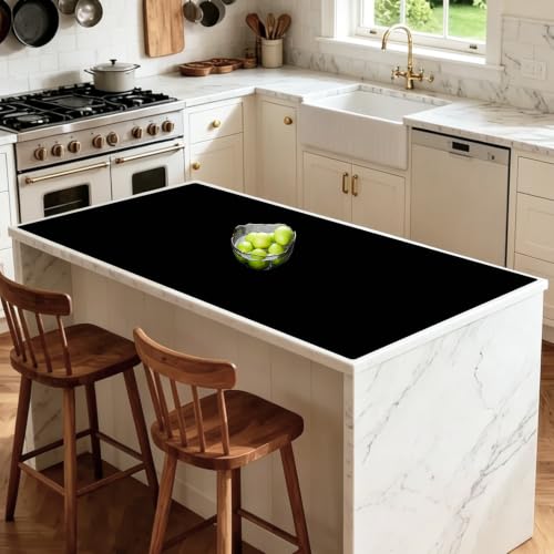 Image of Extra Large Silicone Mat for Kitchen Counter, 40''x32''(100cmx80cm) Non-Slip Heat Resistant Countertop Protector, Waterproof Durable Kitchen Mat for Countertops, Black