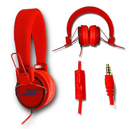 PH26 Casque Audio stéréo Rouge Extra-Bass Clear Sound avec Fonction Micro + télécommande pour Essentiel B Smart Teen by