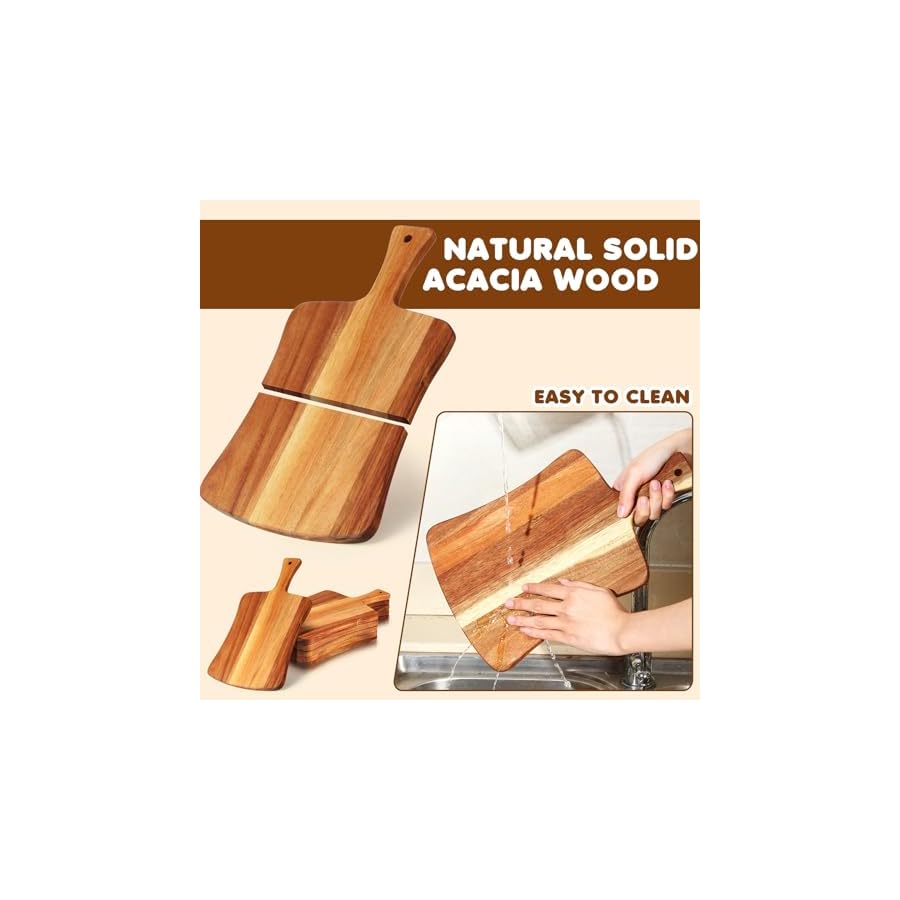 Layhit-6-Pack-Thick-Acacia-Wood-Cutting-Board-Wooden-Serving-Board-Double-Sided-Serving-Wood-with-Handle-Chopping-Boards-for-Kitchen-Meat-Charcuterie-Cheese-Bread-Vegetables-Fruits-14-x-87-Inch Layhit 6 Pack Thick Acacia Wood Cutting Board Wooden Serving Board Double Sided Serving Wood with Handle Chopping Boards for Kitchen Meat Charcuterie Cheese Bread Vegetables Fruits, 14 x 8.7 Inch