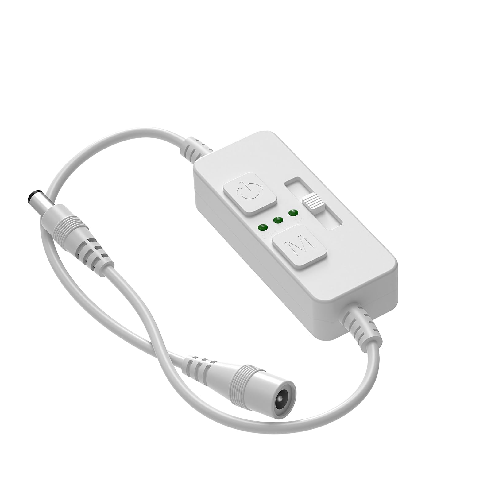 AIBOO ​​Single Color Slider Dimmer with Timer - PWM 1pc DC 5V/12V/24V LED Controller, 36W Max, Slide Brightness Control & Auto-Off for LED Strip Lights, Closet, Counter, Aquarium Lighting​​ (White)