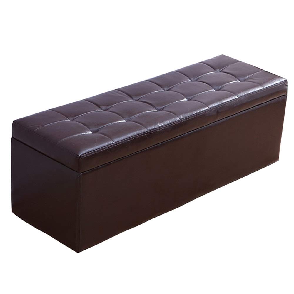 Casier de rangement domestique sous forme de grand pouf marron rembourré anti-désordre
