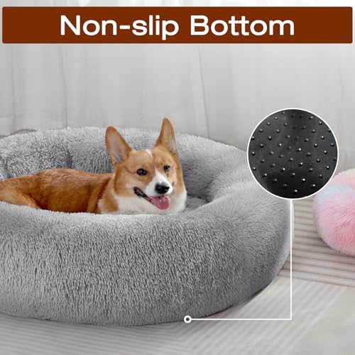 Image of JOLLYVOGUE Dog Bed, Calming Anti-Anxiety Large Dog Bed, Fluffy Donut Cushion for Medium and Large Pets (27 inch /30 inch /36 inch)
