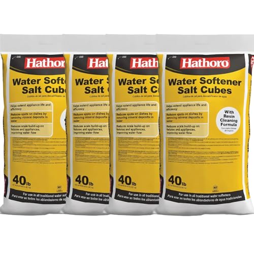 (4 Pack) 40 lb Water Softener Salt Cubes | Natural High-Purity Salt for Softer Skin Reduced Buildup Easy Cleaning 4 Bags of 40 lb Softener 160 lb Total