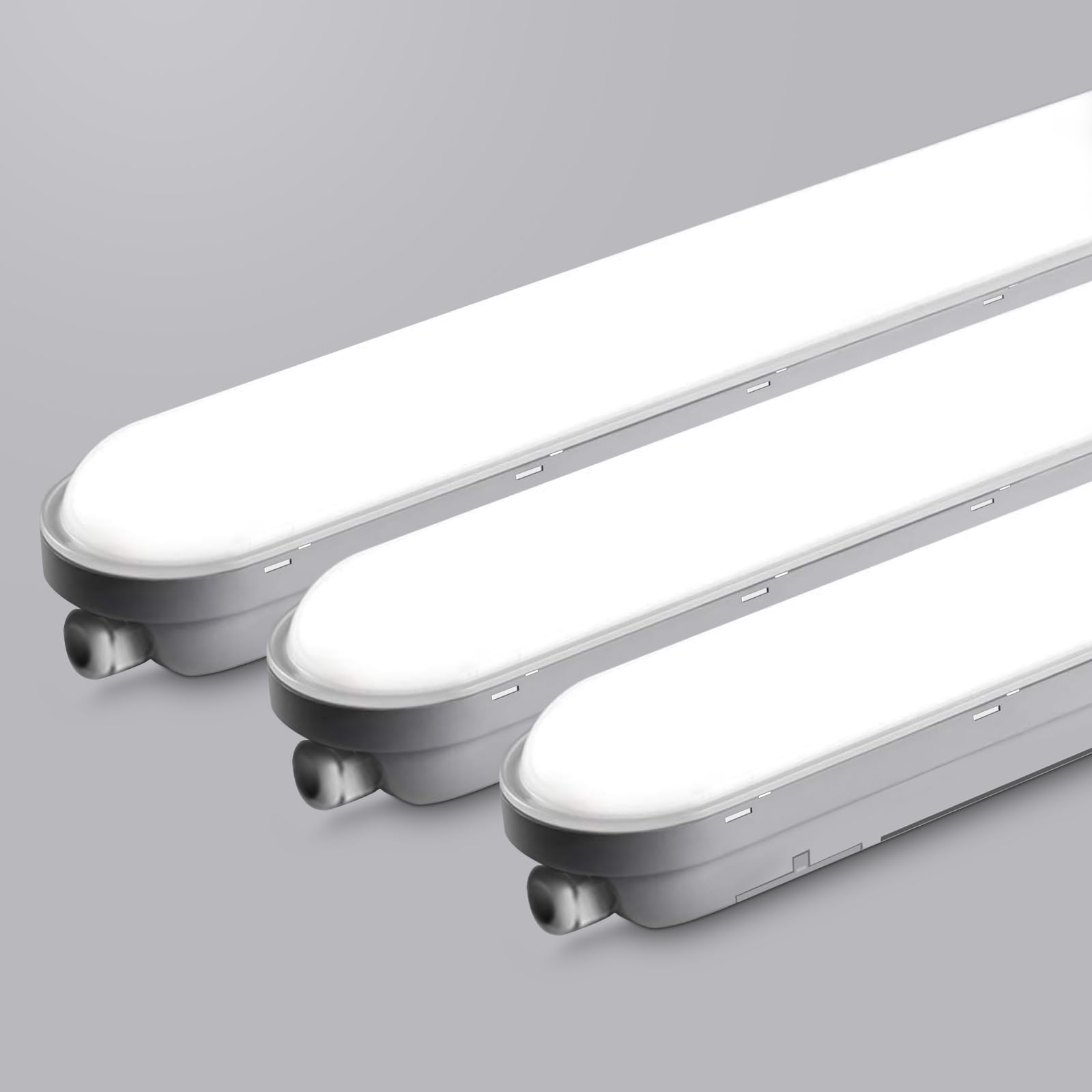 TONFFI 3 Stück Feuchtraumleuchte LED 150CM, 60W 7500LM Feuchtraumlampe, 6000K Kaltweiß Röhrenlampe Komplett, Verknüpfbar IP65 Werkstattlampe led Keller Deckenleuchte für Garage Werkstatt