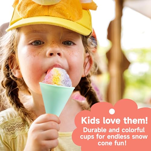 image for LUVCOSY 8-Pack Reusable Plastic Snow Cone Cups - Compatible with Nosta