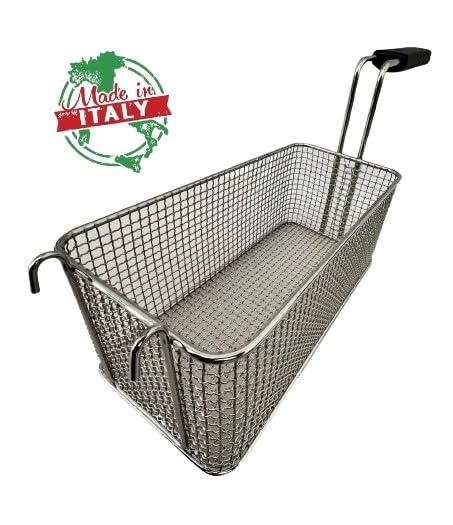 FCR0253 - CESTINO MADE IN ITALY PER FRIGGITRICE PROFESSIONALE MISURE 140X300X120H MM + GANCI IN ACCIAIO CROMATO CESTELLO FRIGGITRICE ACCIAIO