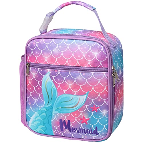 Bagseri FRLB0509 Kids Lunch Box, Insulated Lunch Box Bag For Girls, Portable Reusable Toddler Lunch Cooler Bag For School, Water-Resistant Lining(Pink Purple & Mermaid Tail) thumb #7