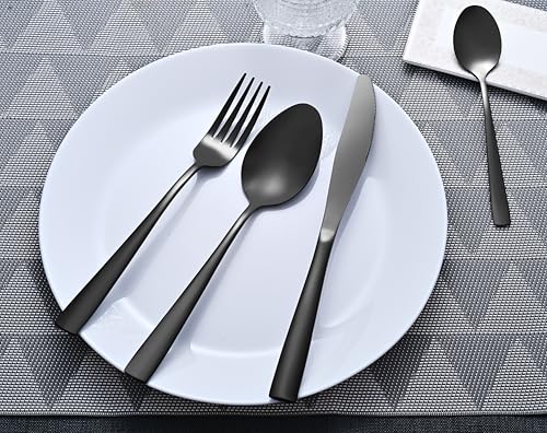 Image of Otto Koning Cutlery Set 32 Pieces - Black Cutlery Set Made of High-Quality Stainless Steel, Modern Cutlery Sets for 8 People, Dishwasher Safe, Mirror Polished, Durable, Elegant Design