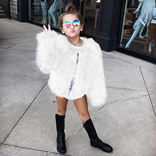 Kids Girls Furry Coat Winter Long Sleeve Jacket Children Thick Warm Cute Outwear Infant Cardigan Girls Wool Toggle Coat2