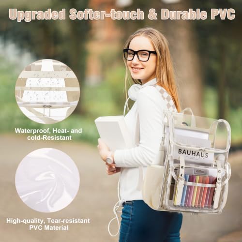 Image of DIGOBAY Clear Backpack with Lunch Bag, Corduroy Clear Bookbag Heavy Duty