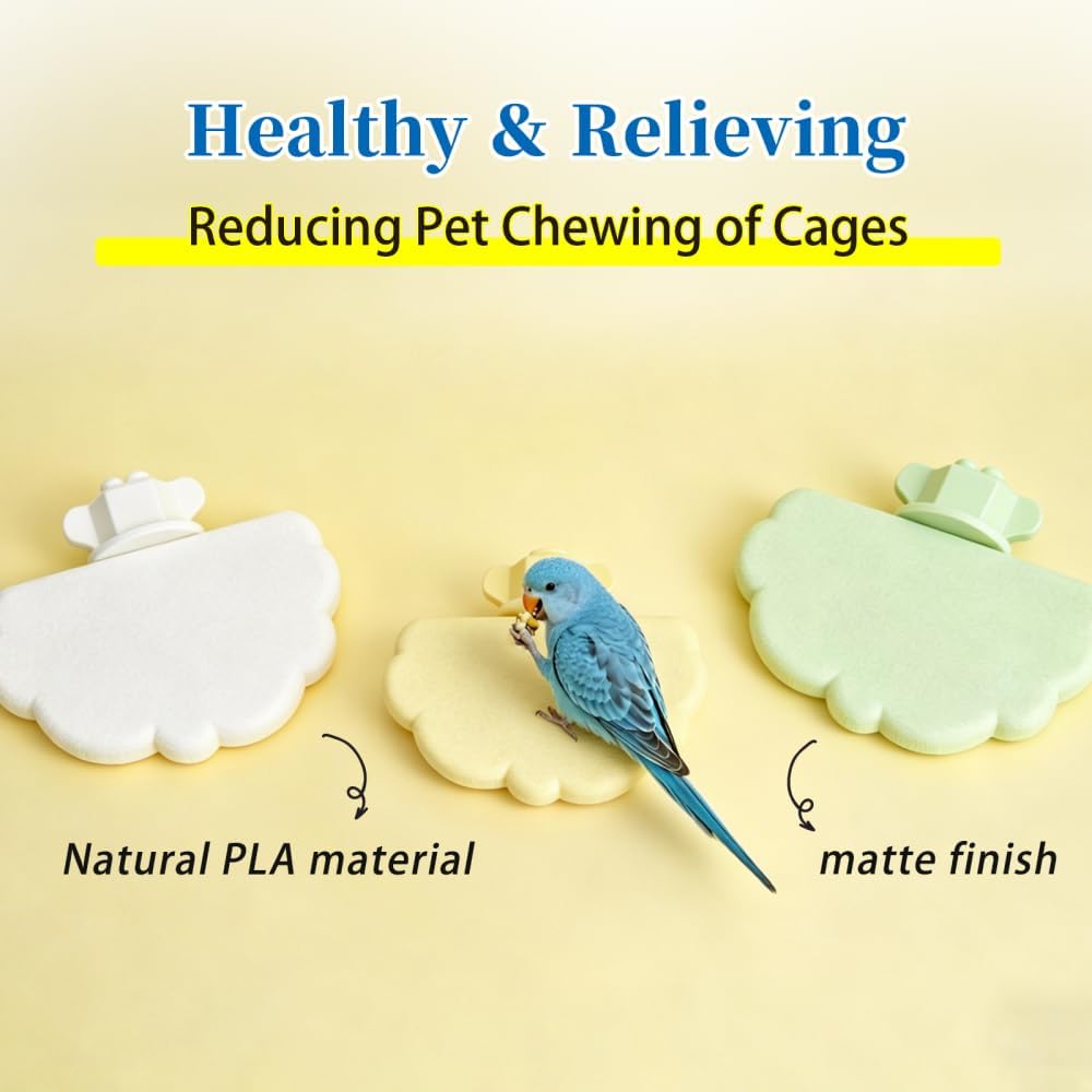3PCS Parrot Grinding Platforms, Washable Cloud Design Bird Stand with Screw Lock, Natural PLA Material for Nail Beak Care, Cage Accessory