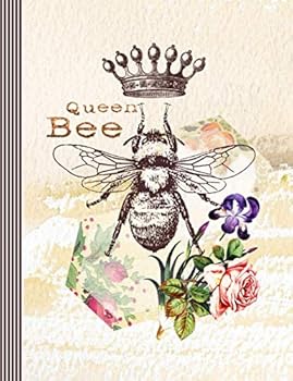 Queen Bee : Composition Notebook for Girls and Women - Large Wide Ruled Lined Writing and Journaling Paper Book - Floral Vintage Illustration Journal