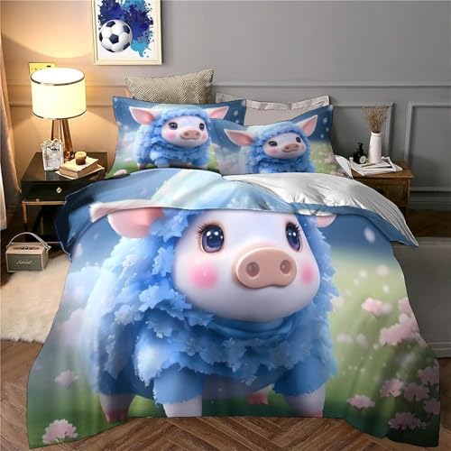 Housse de couette cochon ultra douce 3 pièces contre les allergies