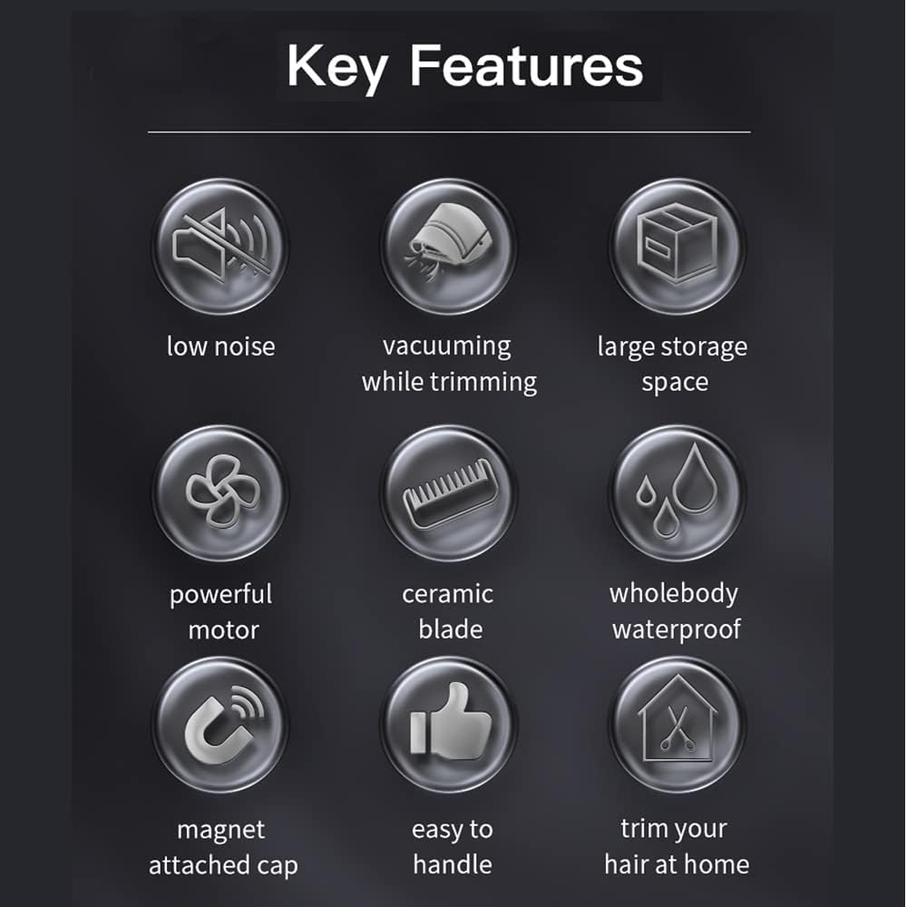 Favrison Hair Clippers for Men, Automatic Vacuum Professional Cordless Hair Clippers, Waterproof & USB Rechargeable Hair Cutting Kit Hair Trimmer with Magnetic Storage Bin