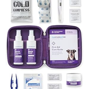 MySimplePetLab Dog First Aid Kit Vet Developed Emergency Medical Wound Kit 42 Piece First Aid Supplies with Smart Vet Connection Dog Travel Accessories for Outdoors Dog Essentials Home Kit