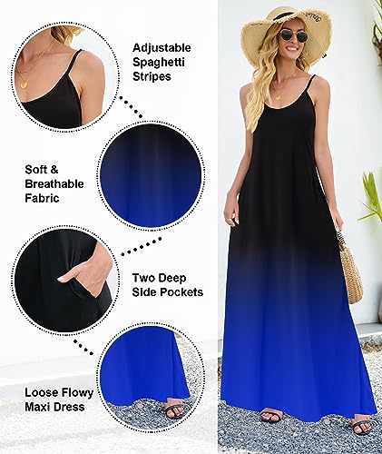 Image of Wolddress Womens Maxi Dress with Pockets 2026 Casual Strap Plus Size Loose Plain Long Office Summer Beach Travel Dresses S-5X