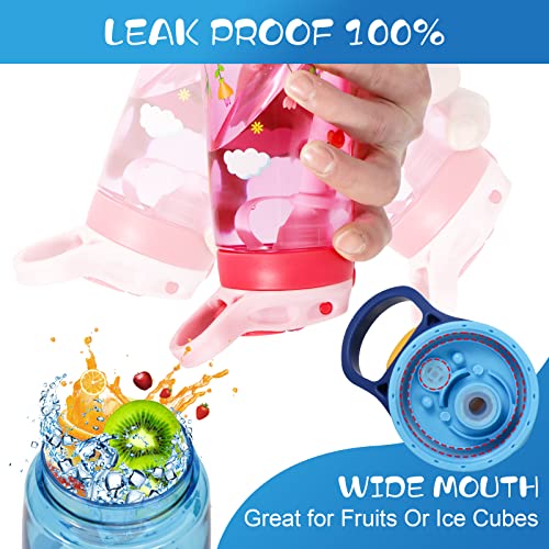 SUPPRUI Kids Water Bottles with Straw for School,480ml Water Bottle Kids,BPA-Free,Leakproof Drink Bottle for Boys & Girls(Light Blue Shark) - Image 3