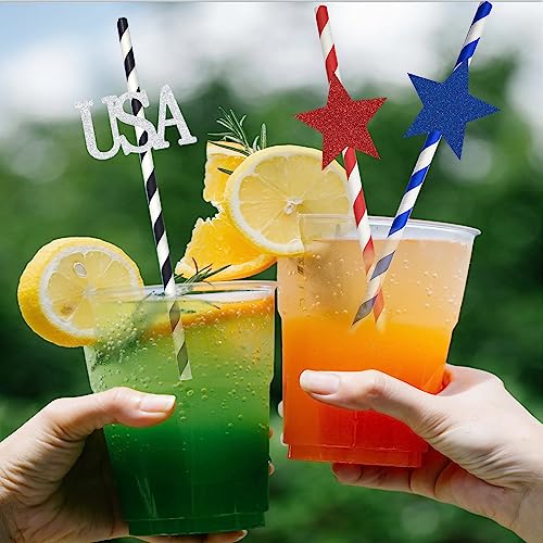 12 pitillos de papel para fiesta 4 de Julio multicolor miniatura 6