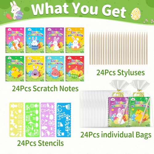 Image of ZMLM 24 Pack Scratch Rainbow Art Notebook for Easter Classroom Gifts