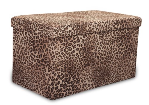 Ottoman Folding Storage Boxes Stool Leopard Print Finish Ottoman Folding Storage Boxes Stool Leopard Print Finish - Large