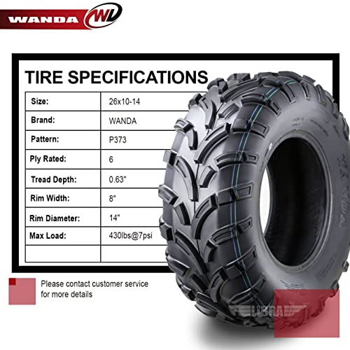 Image of WANDA Set of 2 ATV /UTV Tires 26x10-14 /6PR P373-10206