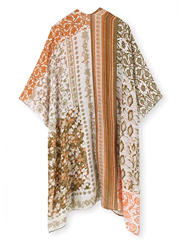 Image of Spicy Sandia Kimonos for Women Floral Beach Cover Up Loose Swimsuit Bathing Suit Coverup Cardigan for Summer Swimwear
