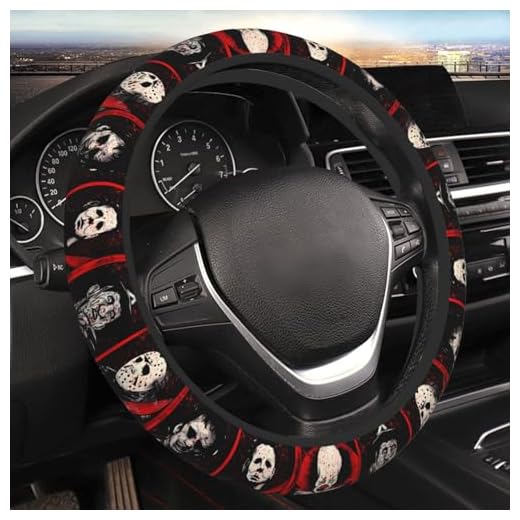 MUSM Halloween Horror Movie Steering Wheel Cover Universal 15 in Car Accessories for Men Women,Steering Wheel Protector Comfortable Protective Case for SUV Sedan Decor (2)