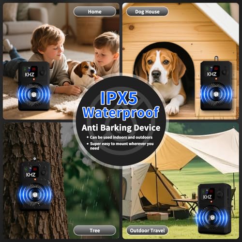 QEWEUUIE Anti Bell Gerät Hunde - 50 Fuß Reichweite - 3 Modi Antibell Ultraschall Gerät - IPX5 Wiederaufladbar Hundegebell Stoppen mit Farbdisplay Drinnen Draußen für Kleine/Mittelgroße/Große Hunde