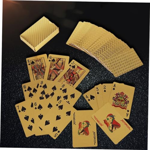 Toyvian 3sätze wasserdichte Gold Foil Pokerkarten Schimmernde Spielkarten Für Unterhaltung Spielzeug Für Home Bar Und Büro – Bild 3